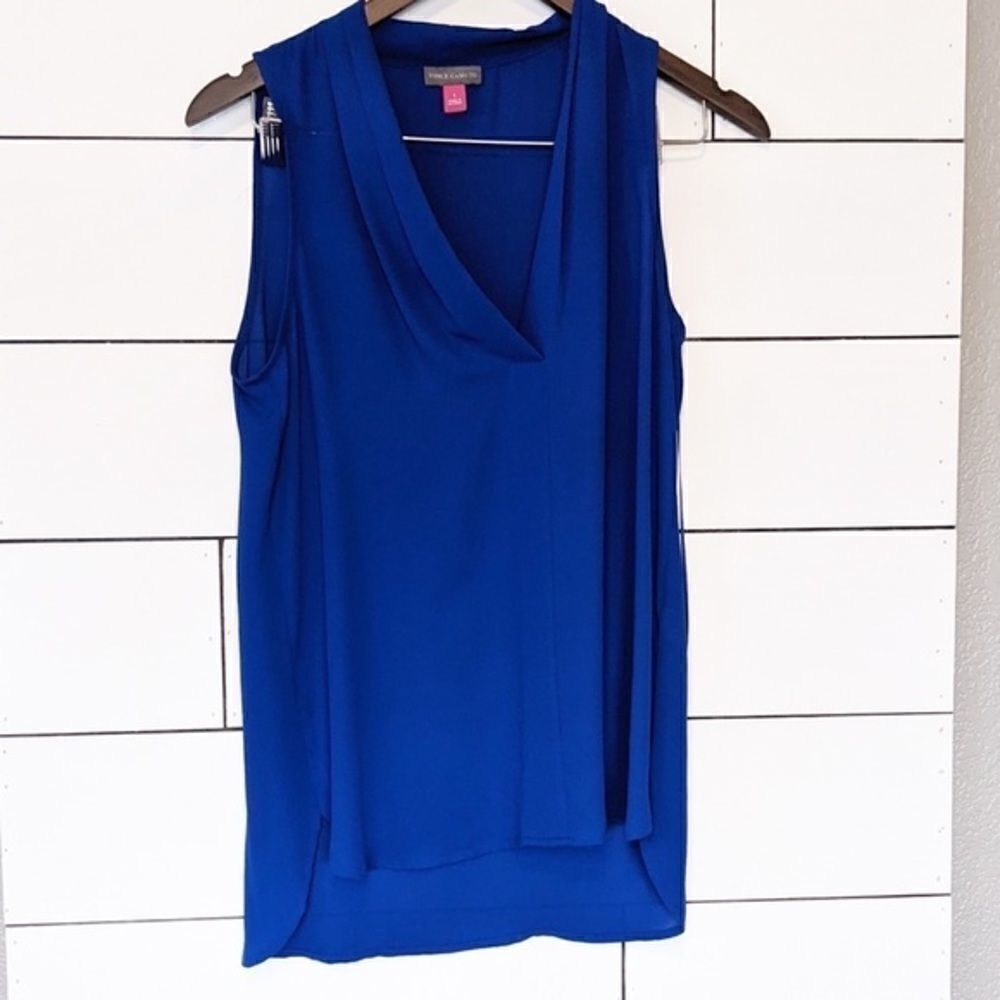 Vince Camuto Blue Sheer Tank Top V-Neck Small